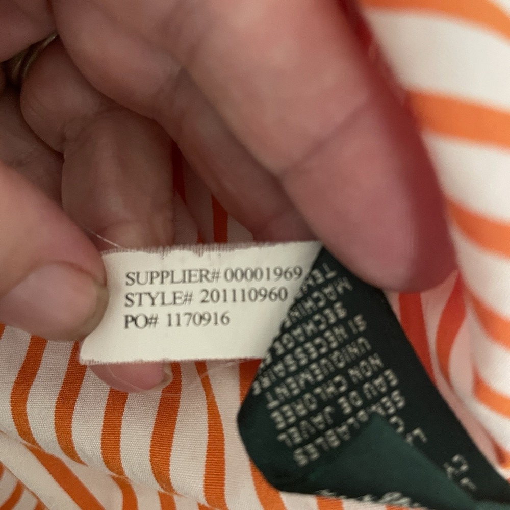 Lauren Ralph Lauren Orange & White Stripe Blouse with RLL Logo Size Large Petite - Picture 6 of 8